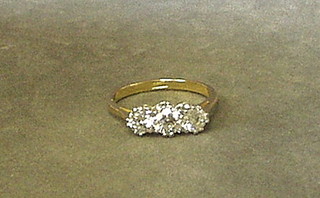 A lady's 3 stone diamond engagement ring (approx 1.10ct)