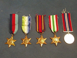 A  group of 5 medals comprising 1939-45 Star, Atlantic Star, Burma Star, Italy Star and British War medal