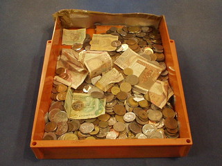 A collection of foreign coins, bank notes etc