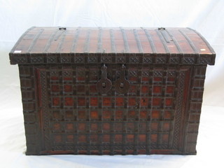 An Eastern hardwood and iron banded trunk with hinged lid 42" 