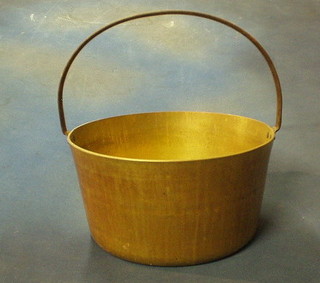 A brass preserving pan with iron handle 13"