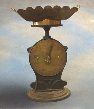 A brass Salter's improved scales no. 50 with brass pan