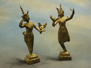 A pair of Oriental bronze of figures of Deity's 8"