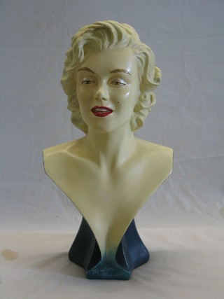 A head and shoulders resin portrait bust of Marilyn Monroe 21"