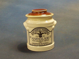 A pot of Royal Taste Marmalade with Drambuie liqueur to commemorate the wedding of HRH The Prince of Wales and Lady Diana Spencer 1981