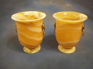 A pair of large and impressive twin handled veined marble wine coolers 9"