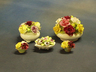 4 Royal Adderley porcelain floral posies and a Royal Doulton ditto (5)