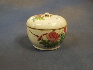 A 19th Century Oriental jar and cover with floral decoration and character mark to base, decorated characters, 5"