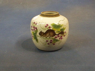 A 19th Century Oriental ginger jar decorated a squirrel amongst berries and leaves, the base with 6 character mark, 5"