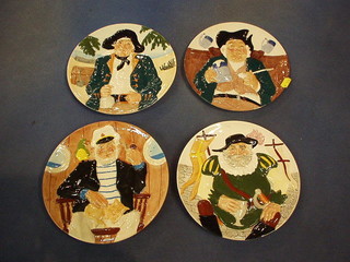 4 Gladstone china plates, "John Falstaff, Jack Tarr, Long John Silver and Toby Philpot"