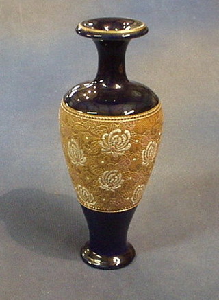 A Royal Doulton salt glazed club shaped vase, the base marked Royal Doulton (severe chip to base and rim) 10"