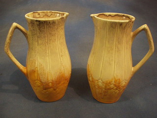 A pair of Art Deco yellow glazed Beswick pottery vases, 10"