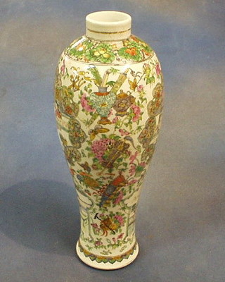 A 19th Century Canton porcelain baluster shaped vase decorated court figures 15" (heavily f and r) 