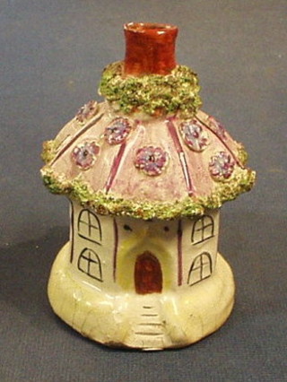 A Staffordshire pastel burner in the form of a cottage 4"