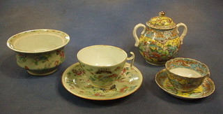 A collection of various famille vert porcelain teaware