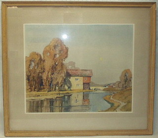 John Littlejohn, a coloured print "The Old Watermill Hungerford" 16" x 20"