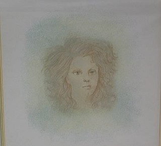 L Finn, a limited edition coloured print, "Young Girl" 18" x 14"