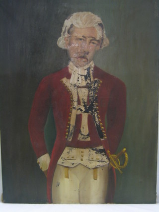 A 19th Century oil painting on canvas "Male Figure in Court Dress" (with painting beneath) 39" x 28"