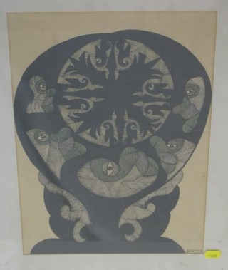 Wilson Scottie, modern art pencil drawing, "Heads" 14" x 11" signed