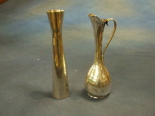 A stylised Danish "silver"  jug marked 850, 6" and a WMF silver plated specimen vase 6"