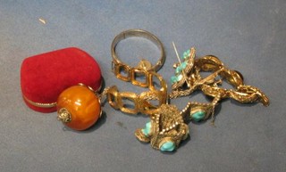 A silver bangle and a collection of costume jewellery