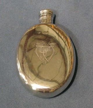 A Victorian oval silver hip flask London 1873, 5"