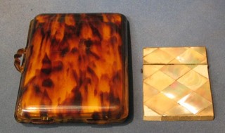 A 19th Century mother of pearl card case 4" (f) and a 1930's tortoiseshell vanity case 6" (f)