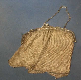 A "silver" chain mail evening bag 6"