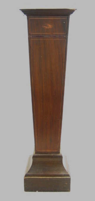 An Edwardian inlaid mahogany pedestal of tapering form, 13"