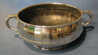 A silver plated twin handled dish 8"