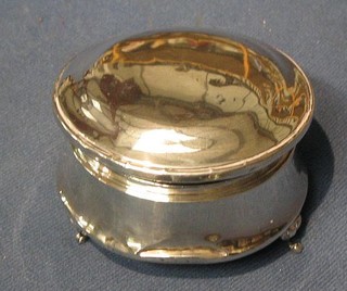 A circular silver trinket box with hinged lid (marks rubbed) 3"