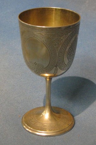 A Victorian engraved silver goblet London 1868, 7 ozs