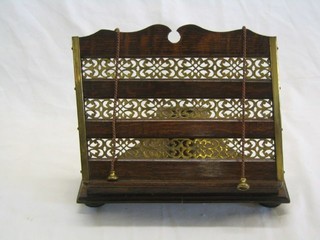 A 19th Century oak and pierced brass folding reading stand 10"
