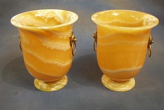 A pair of large and impressive twin handled veined marble wine coolers 9"