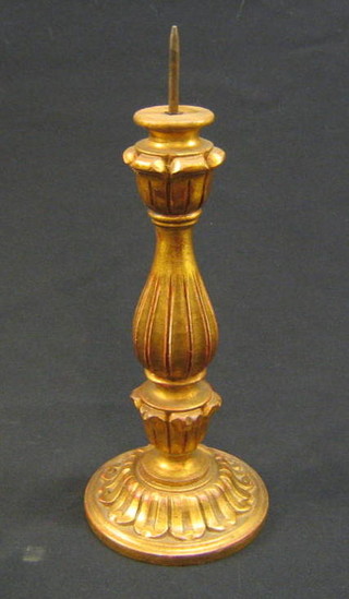 A 1950's Italian carved gilt wood trinket candlestick 12" high