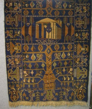 A contemporary brown ground Hirathi rug 76" x 48"