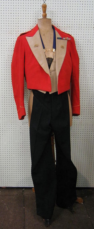 A Staffordshire Regt. Major's mess dress comprising jacket, waistcoat and trousers by Rogers & Co of 8 New Burlington St. London