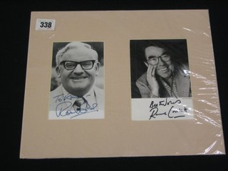 2 black and white signed photographs of Ronnie Corbet and Ronnie Barker (The Two Ronnies)