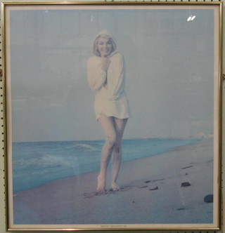 A coloured photographic poster of Marilyn Monroe "Chilly Wind" 1962 21" x 20"