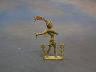 An Eastern bronze figure of a warrior 5"