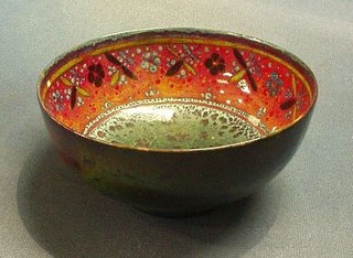 A Royal Doulton flambe lustre pedestal bowl, base marked Cqzi No. 430FA Royal Doulton (cracked) 6 1/2"