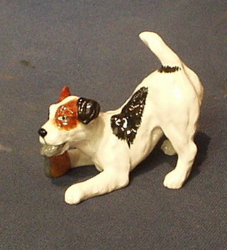 A Royal Doulton figure of a Terrier with slipper, the base marked HN2654 together with a small Carltonware leaf dish
