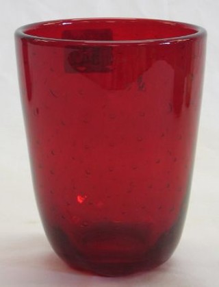 A Whitefriars Red Bubble glass vase 5"