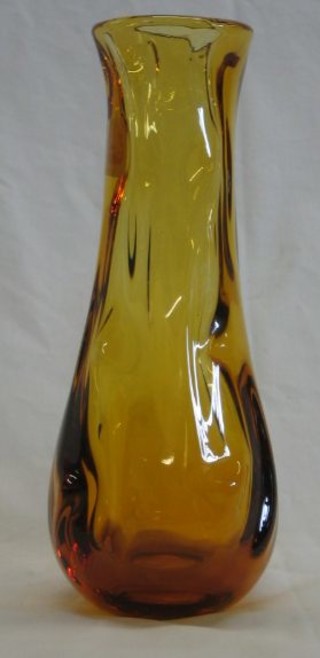 A Whitefriars Kingfisher Knobberly Amber club shaped glass vase 10"