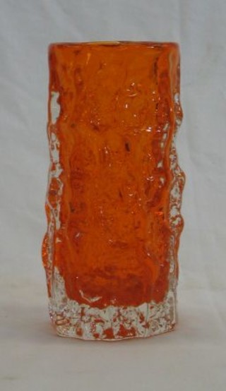 A Whitefriars small Tangerine Bark vase 6" with Whitefriars Made in England label