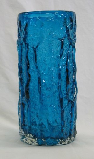 A Whitefriars  large blue King Fisher Bark vase 9"