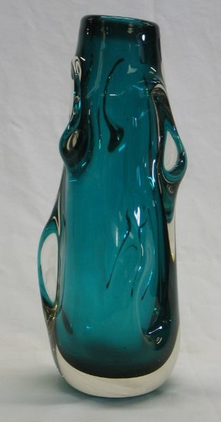 A Whitefriars tall Green Knobberly vase 10"