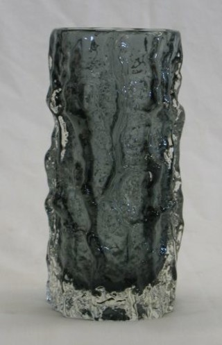 A Whitefriars  circular medium Pewter Bark glass vase 6"
