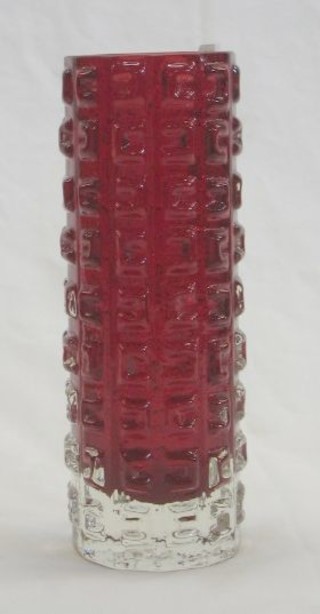 A Whitefriars Ruby Aztec Vase 7"