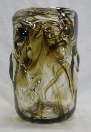 A Whitefriars large Streaky Knobberly shaped vase 10"